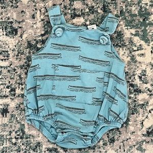 Kate Quinn 3-6 Month Boy Bubble Romper Blue Canoe Organic Cotton